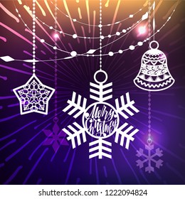 New year and Christmas. Design elements for laser cutting. Decoration for winter window, showcase, postcard, invitation. Glowing background. vector illustration.