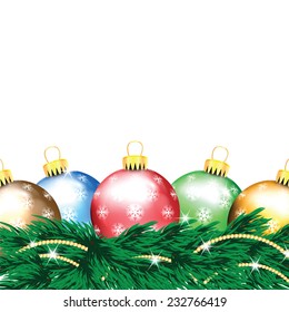 New Year and Christmas design with Christmas tree and Christmas decorations 