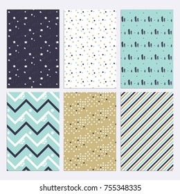 New Year and Christmas flat design pattern collection. Vector illustrations for background, greeting cards, wrapping paper, web and graphic design.    