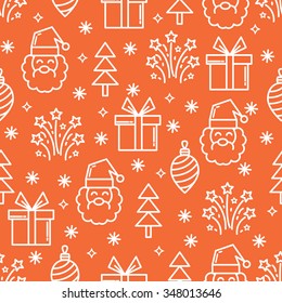 New Year and Christmas flat line design pattern.Vector abstract Line background for design and decoration textile, covers, package, wrapping paper.