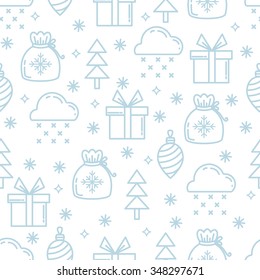 New Year and Christmas flat line design pattern.Vector abstract Line background for design and decoration textile, covers, package, wrapping paper.