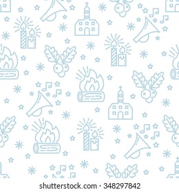 New Year and Christmas flat line design pattern.Vector abstract Line background for design and decoration textile, covers, package, wrapping paper.