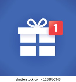 New Year or Christmas gift icon with new number symbol. Concepts: Winter holidays gifts in social media networking design style, online shopping, celebration, congratulations, virtual gifts etc. 