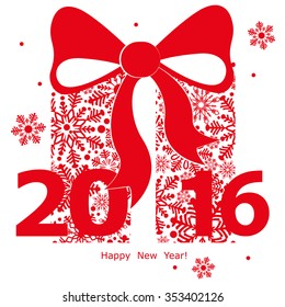 New Year and Christmas gift from snowflakes on white background. Vector illustration