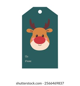 New Year and Christmas gift tag. Vector illustration cartoon flat style.