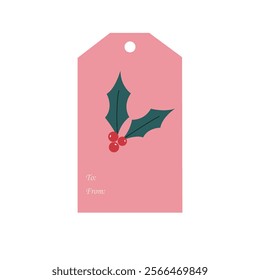 New Year and Christmas gift tag. Vector illustration cartoon flat style.