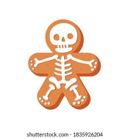 New year or Christmas gingerbread cookies. Carved figures decorated with sugar icing. Vector stock flat illustration isolated on a white background