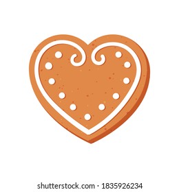 New year or Christmas gingerbread cookies. Carved figures decorated with sugar icing. Vector stock flat illustration isolated on a white background