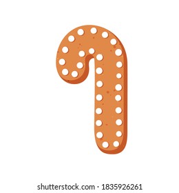 New year or Christmas gingerbread cookies. Carved figures decorated with sugar icing. Vector stock flat illustration isolated on a white background