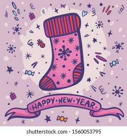 New Year and Christmas greeting card