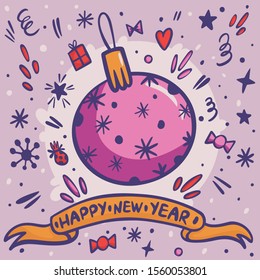 New Year and Christmas greeting card