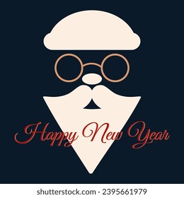 New year and christmas greeting card with santa claus beard. Retro style card