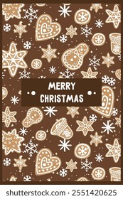 new year christmas greeting card. Vector template with cute elements for design