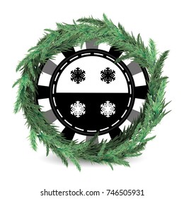 New Year and Christmas holiday. a casino poker chip. New Year s snowflake. gray chip. illustration for your design.