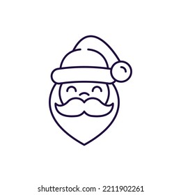 New year, Christmas, holiday concept. Vector line icon of Santa Claus in modern flat style. Editable stroke for adverts, web sites, stores, shops, apps, articles 