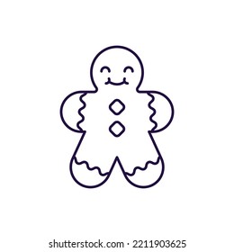 New year, Christmas, holiday concept. Vector line icon of Christmas cookie in modern flat style. Editable stroke for adverts, web sites, stores, shops, apps, articles 