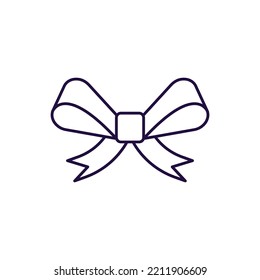 New year, Christmas, holiday concept. Vector line icon of bow in modern flat style. Editable stroke for adverts, web sites, stores, shops, apps, articles 