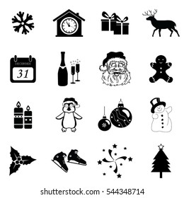 New year and  christmas holiday elements icons set illustration
