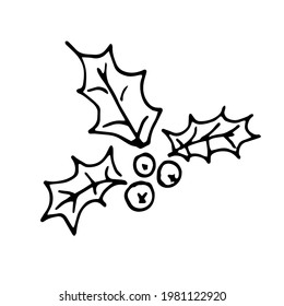 new year christmas holly doodle isolated vector (10).eps