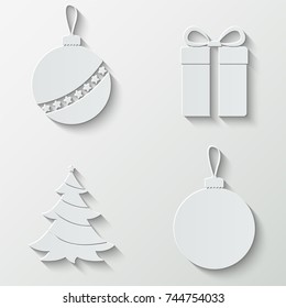 New Year and Christmas icons - paper  set