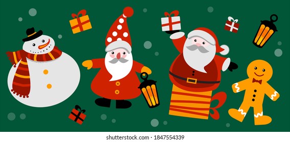 New Year & Christmas icons set. Holiday objects  set. Vector illustration