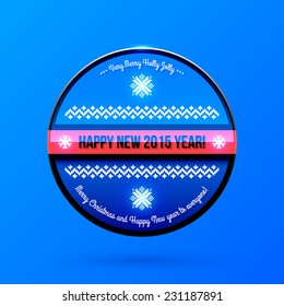 New Year and Christmas label on blue background