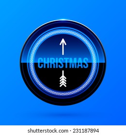 New Year and Christmas label on blue background