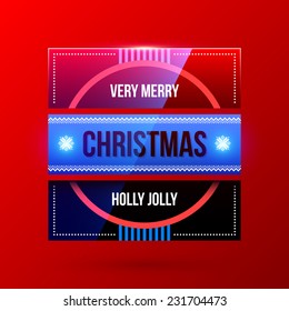 New Year and Christmas label on bright red background. EPS10