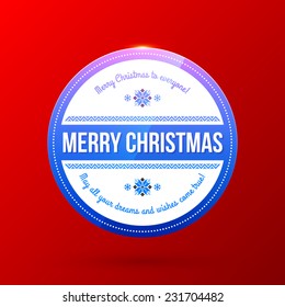 New Year and Christmas label on bright red background. EPS10
