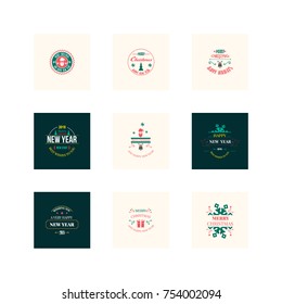 New Year Christmas label vector illustration