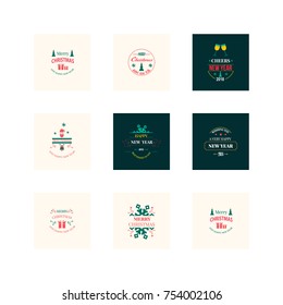 New Year Christmas label vector illustration