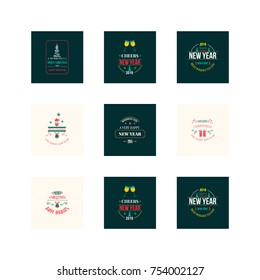 New Year Christmas label vector illustration