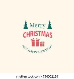 New Year Christmas label vector illustration