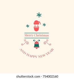 New Year Christmas label vector illustration