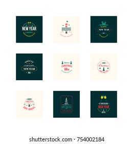 New Year Christmas label vector illustration