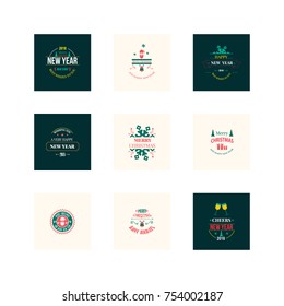 New Year Christmas label vector illustration