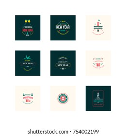 New Year Christmas label vector illustration