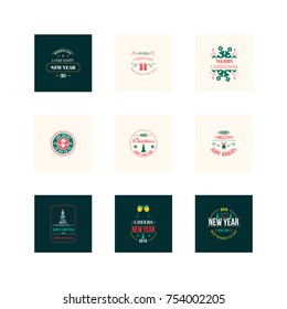 New Year Christmas label vector illustration