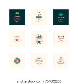 New Year Christmas label vector illustration