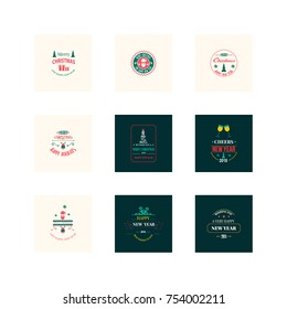 New Year Christmas label vector illustration