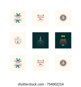 New Year Christmas label vector illustration