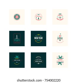 New Year Christmas label vector illustration