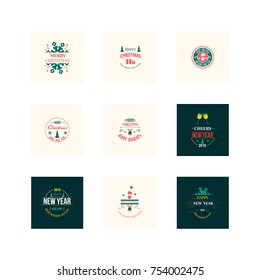 New Year Christmas label vector illustration