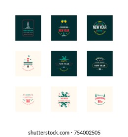 New Year Christmas label vector illustration