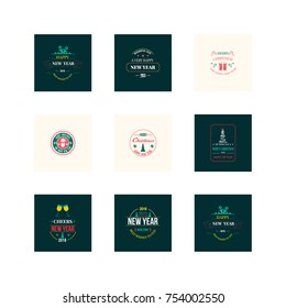 New Year Christmas label vector illustration