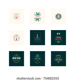 New Year Christmas label vector illustration