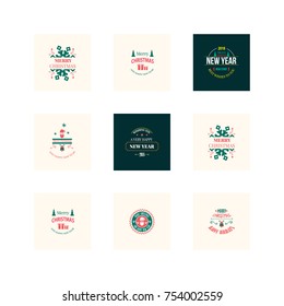 New Year Christmas label vector illustration