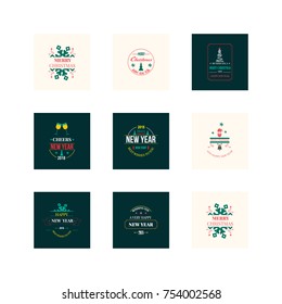 New Year Christmas label vector illustration