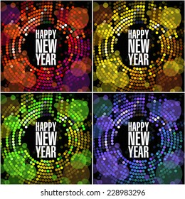 New year and Christmas light garland vector card template. 
