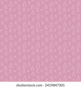 Año Nuevo, patrón navideño lineal con abetos. Huella de invierno simple noruega escandinava. Ilustración gráfica minimalista. Patrón de herringbone a rayas con copos de nieve, bolas de nieve.